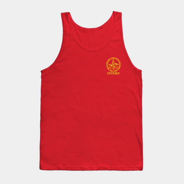 W.G.P.I.R.T. INTERN Logo Gold on Red Shirt Tank Top by J. Rufus T-Shirtery